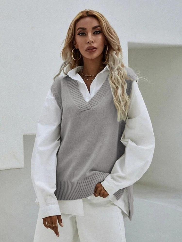 Pull en tricot pour femmes avec décolleté en V et coupe décontractée Chic und Stil