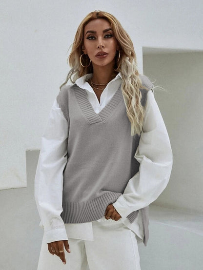 Pull en tricot pour femmes avec décolleté en V et coupe décontractée Chic und Stil