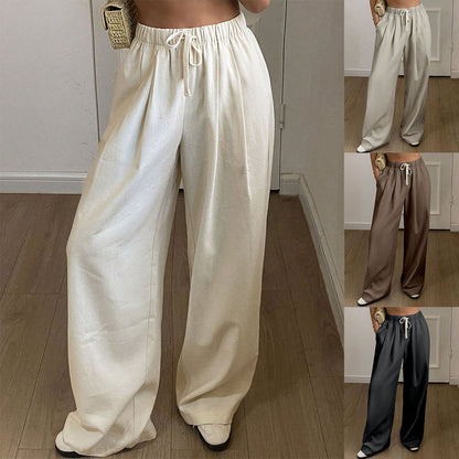 Linen wide-leg pants for women with elastic waistband and practical pockets Chic and Style