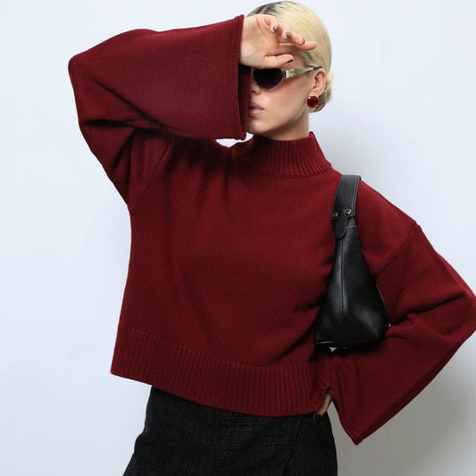 Dames Pull oversized élégant avec coupe ample et col montant Chic und Stil