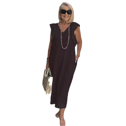 Robe maxi pour femme avec décolleté en V et manches raglan Chic und Stil