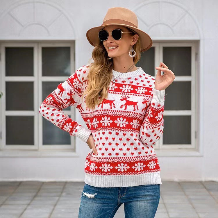Pull de Noël pour femmes avec design de renne festif et le classique motif norvégien Chic und Stil