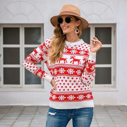 Pull de Noël pour femmes avec design de renne festif et le classique motif norvégien Chic und Stil