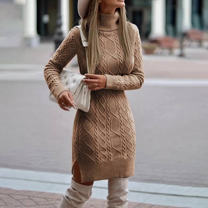 Robe en tricot pour dames avec col roulé Chic und Stil