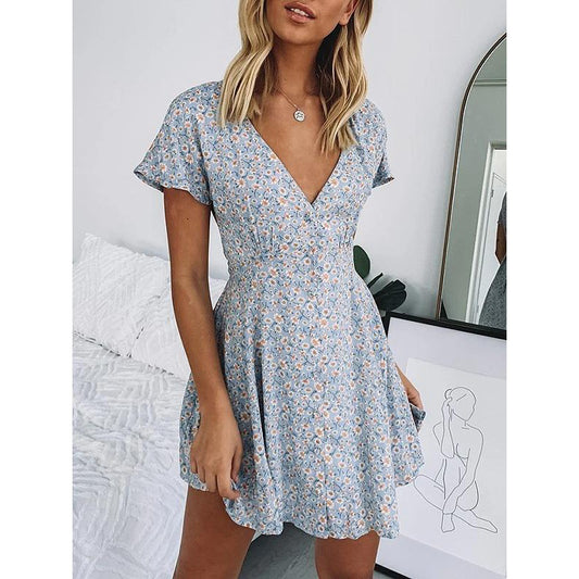 Robe Mini A-Line Floral pour Femmes Chic und Stil