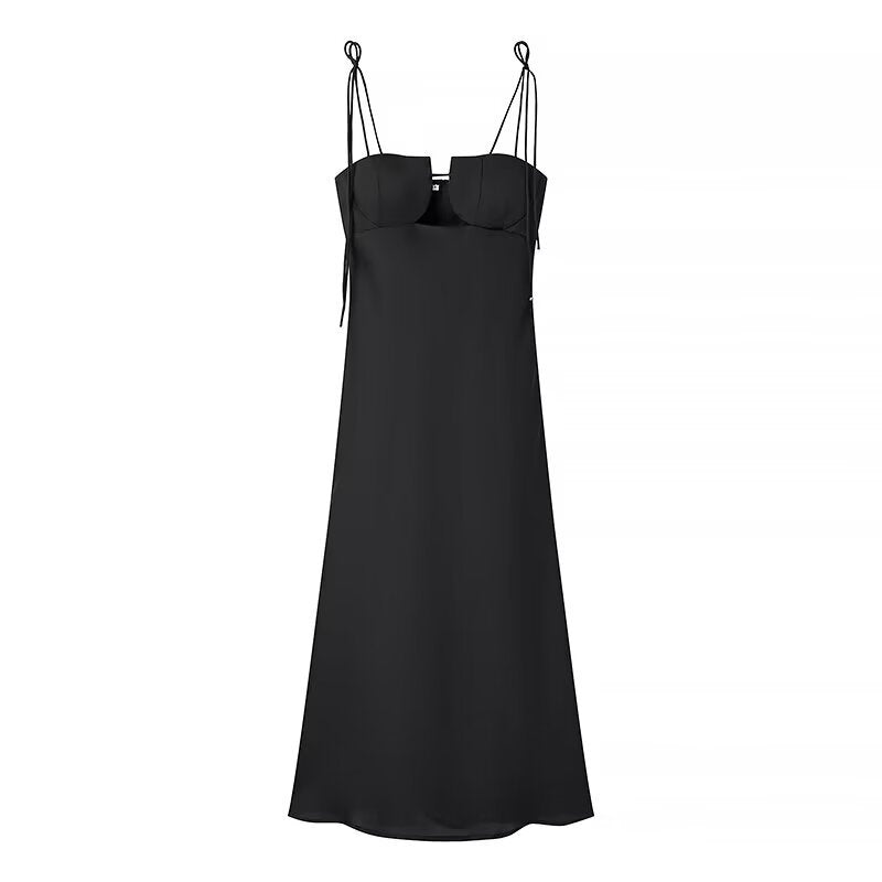 Robe maxi pour femmes avec bretelles spaghetti réglables et coupe élégante Chic und Stil
