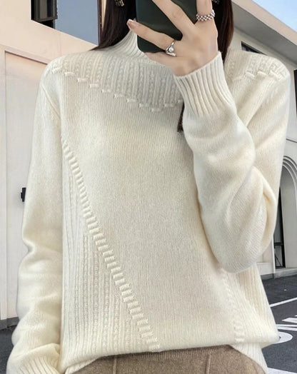 Pull en tricot pour femmes avec col montant élégant et design structuré Chic und Stil
