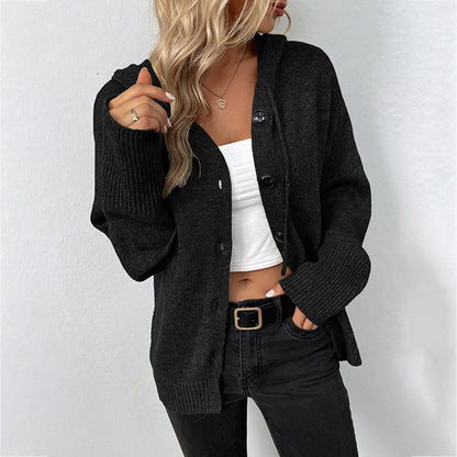 Dame cardigan avec capuche et détails de boutons décoratifs Chic und Stil