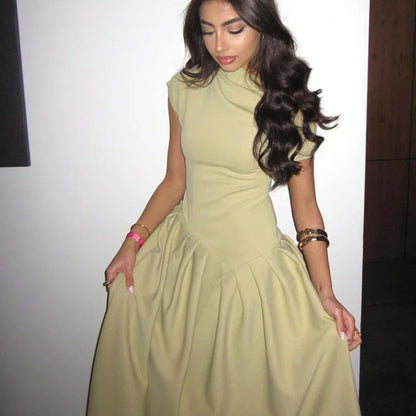 Dames Robe Maxi Élégante avec Encolure Asymétrique à Une Épaule et Jupe Fluide Chic und Stil
