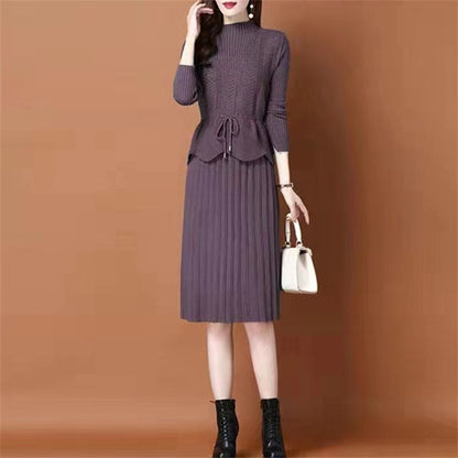 Robe en tricot pour dames avec taille asymétrique et fine structure côtelée Chic und Stil