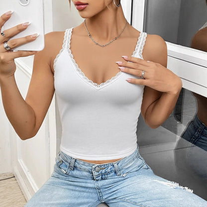 Dames Détails en Dentelle Crop-Top Chic und Stil