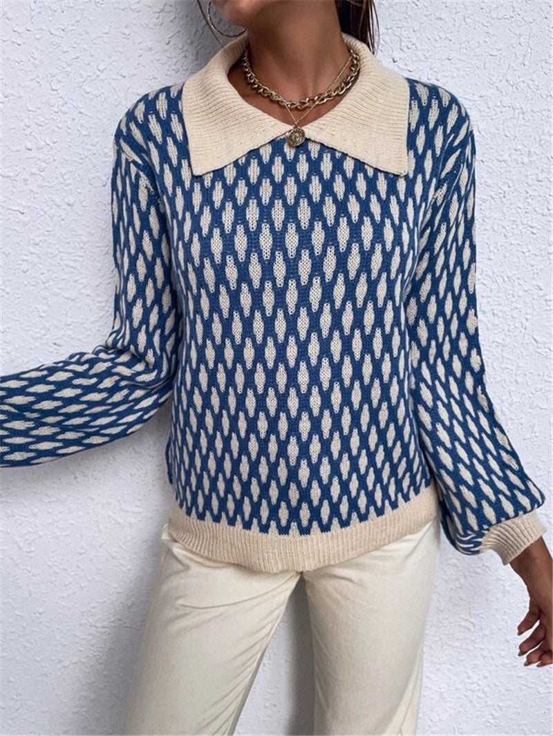 Pull femme designer avec col contrasté Chic und Stil