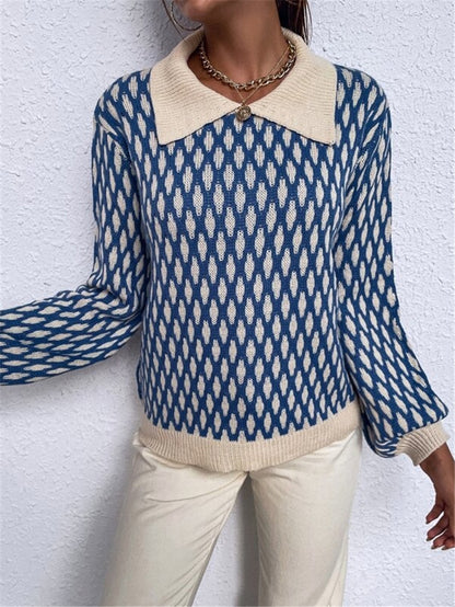 Pull femme designer avec col contrasté Chic und Stil