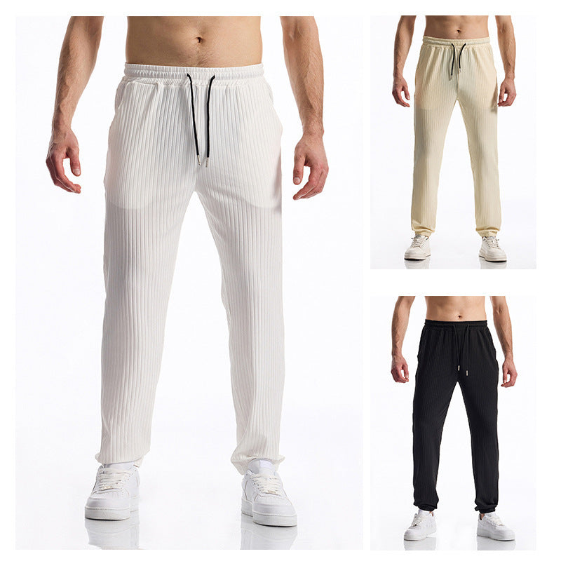 Comfortable sports pants for men with elastic waistband and chic striped design