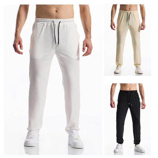 Comfortable sports pants for men with elastic waistband and chic striped design