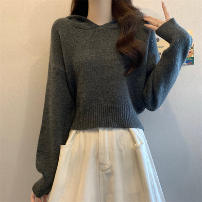 Pull en tricot décontracté à capuche pour femmes avec des manches amples Chic und Stil