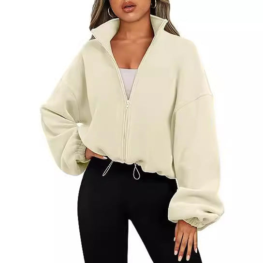 Pull-over en molleton décontracté pour femmes avec col haut et cordon de serrage Chic und Stil