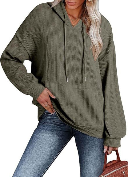 Dames Pull à Capuche Oversize avec Design Texturé Chic und Stil