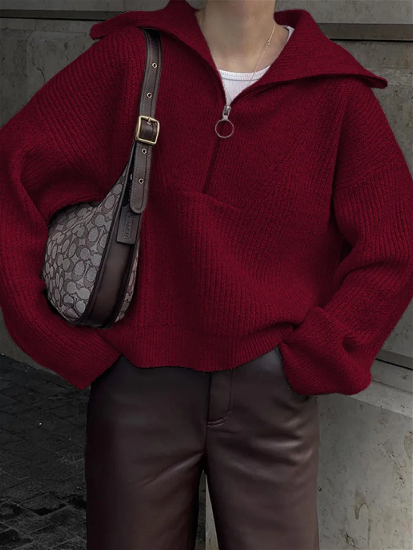 Pull en tricot pour femmes avec zipper et coupe décontractée Chic und Stil