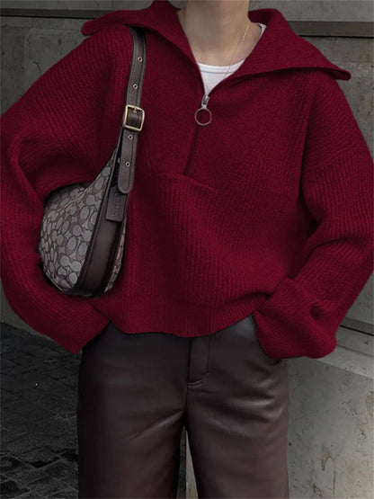 Pull en tricot pour femmes avec zipper et coupe décontractée Chic und Stil