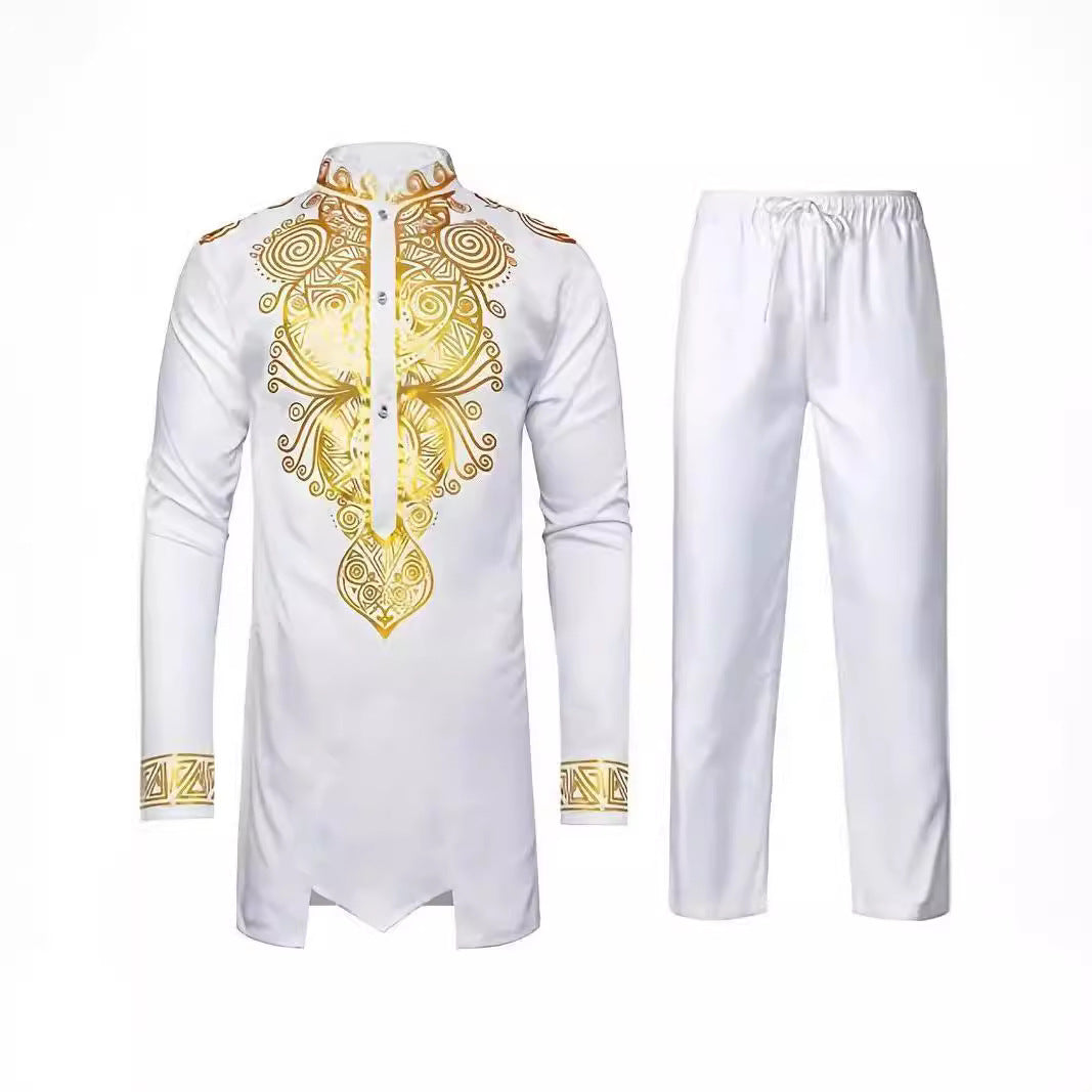 Elegant outfit for men with artistic embroidery and comfortable pants Chic und Stil