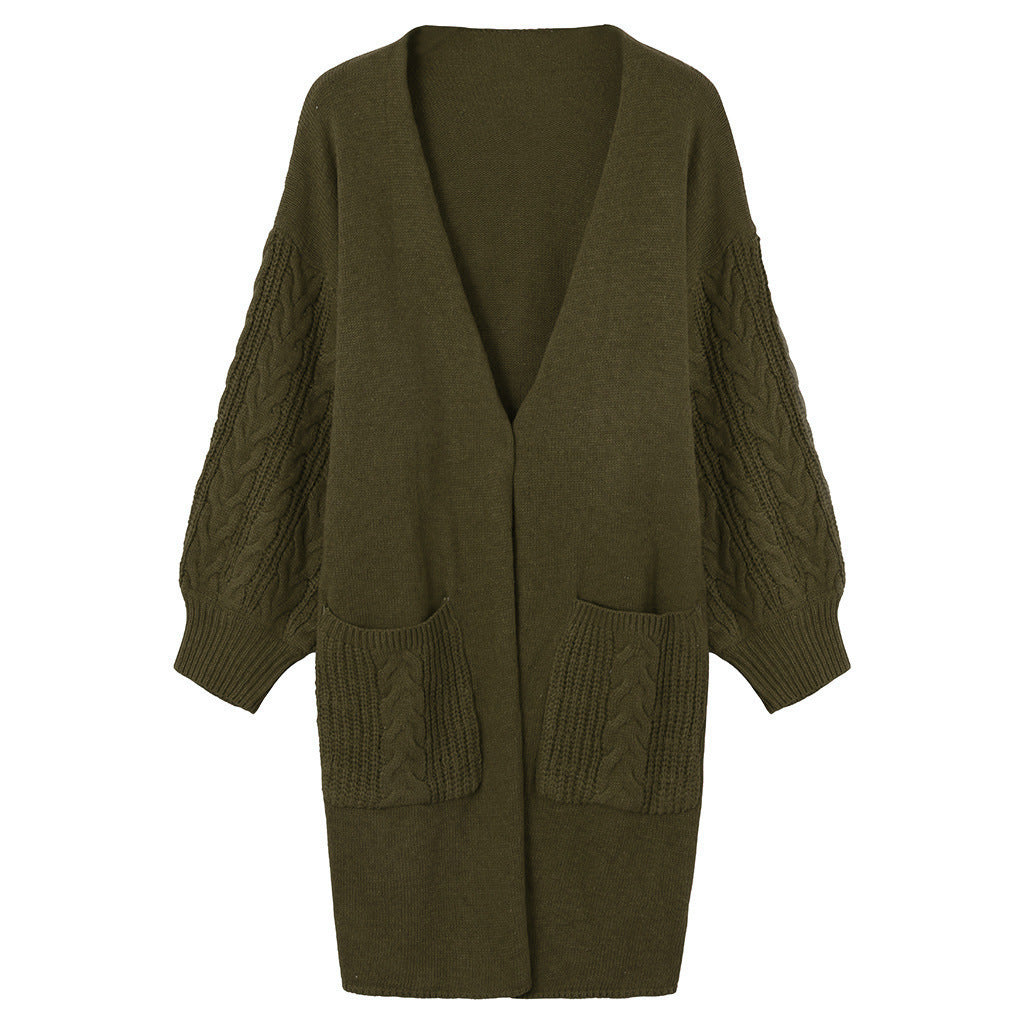 Cardigan long pour femme en tricot avec motif en relief et poches pratiques Chic und Stil