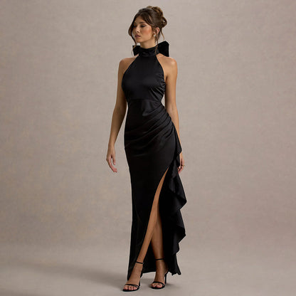 Dames Élégant Haut-Coupe Dos Nu Maxi Robe Chic und Stil