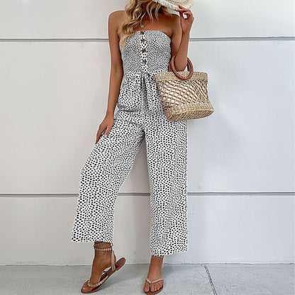 combinaison sans manche pour femmes à jambes larges avec détails de boutons Chic und Stil