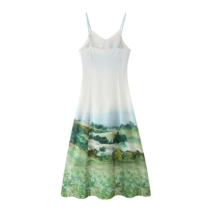 Robe maxi femme avec impression paysagère artistique Chic und Stil