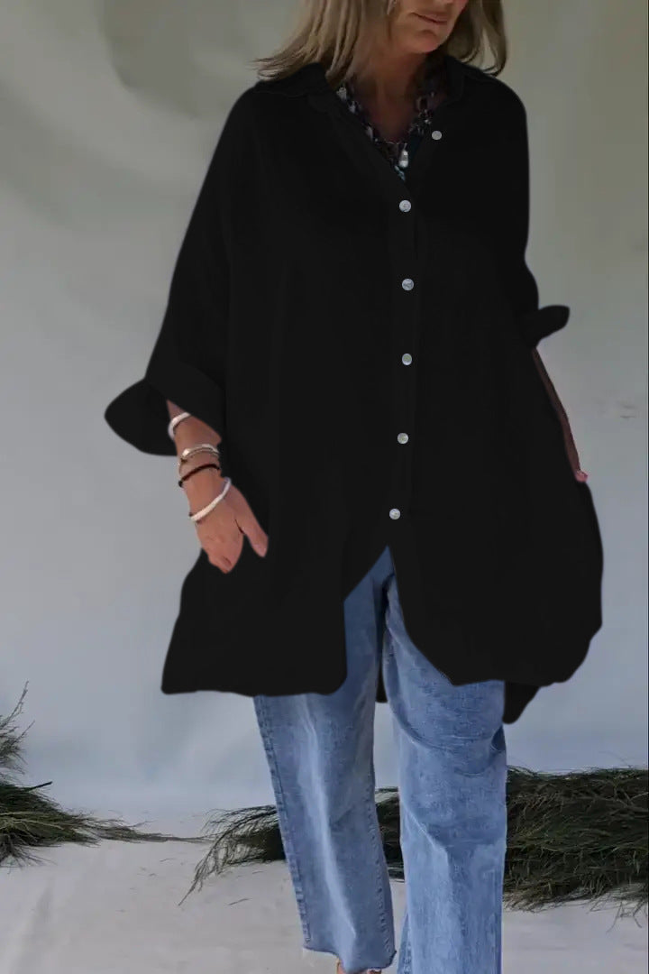 Blouse grande taille pour femmes avec coupe décontractée et fermeture à bouton-pression Chic und Stil