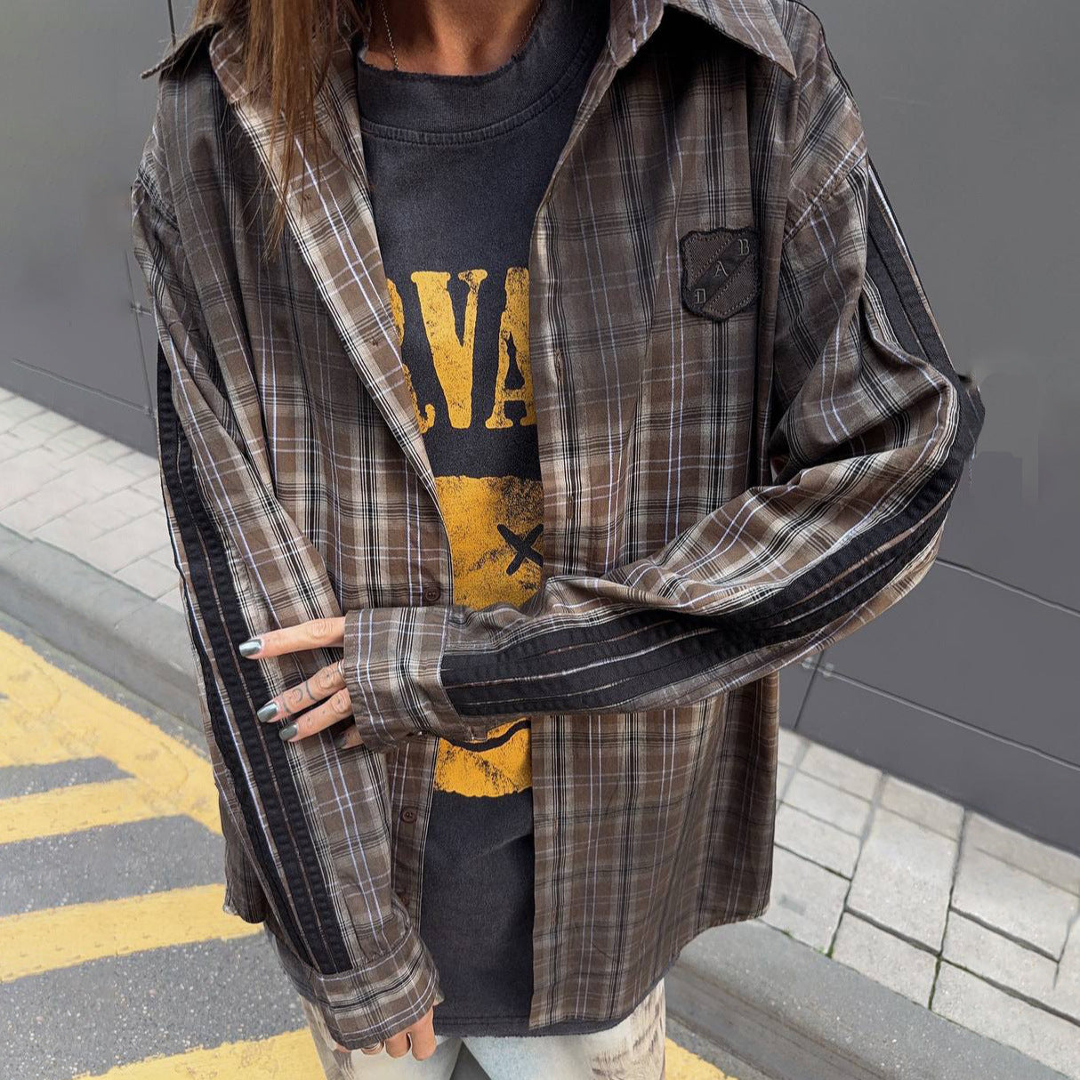 Chemise overshirt à carreaux décontractée pour femmes Chic und Stil