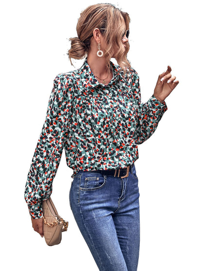 Blouse en popeline pour femmes avec motif coloré et manches bouffantes Chic und Stil