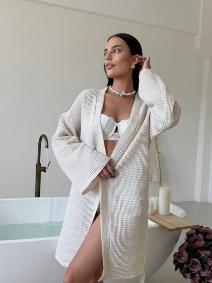 Ladies terry waffle robe Chic und Stil