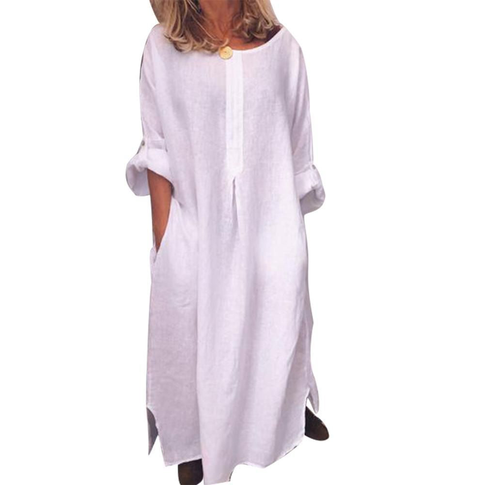 Robe décontractée en lin pour femmes avec poches pratiques et détails de boutons élégants Chic und Stil
