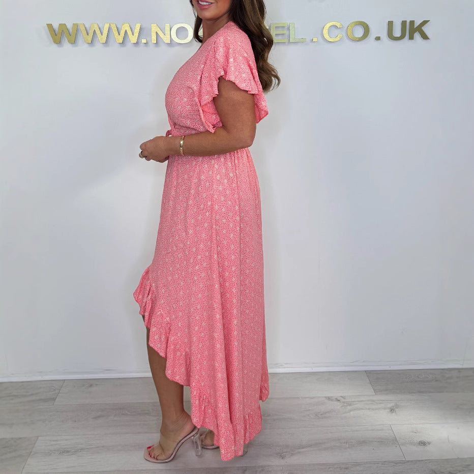 Robe à volants wrap asymétrique pour femme Chic und Stil
