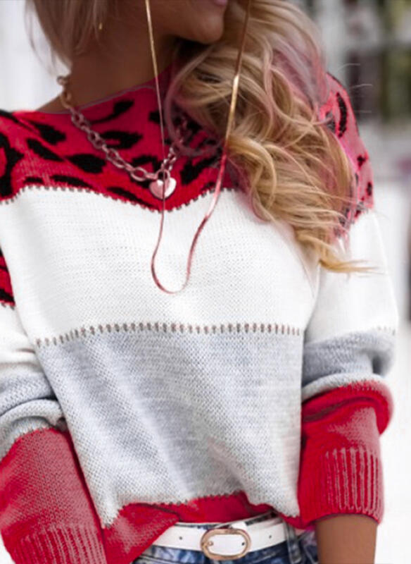 Pull oversized pour dames avec motif léopard Chic und Stil