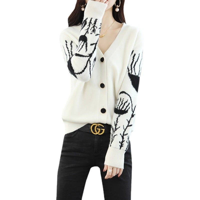 Dames cardigan décontracté avec motif graphique Chic und Stil