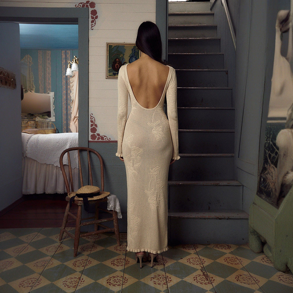 Robe maxi femme avec décolleté plongeant et motif de crochet raffiné Chic und Stil