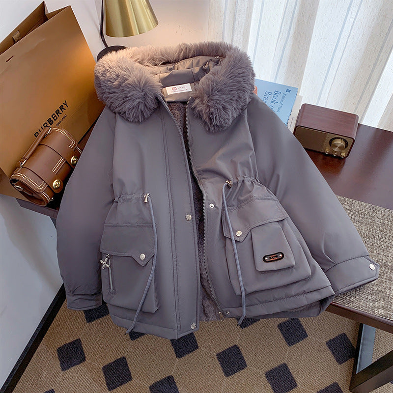 Dame manteau d'hiver avec col en fausse fourrure amovible et poches pratiques Chic und Stil