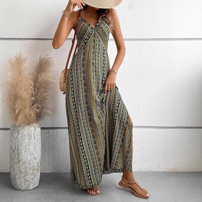 Robe maxi bohémienne à bretelles pour femmes Chic und Stil