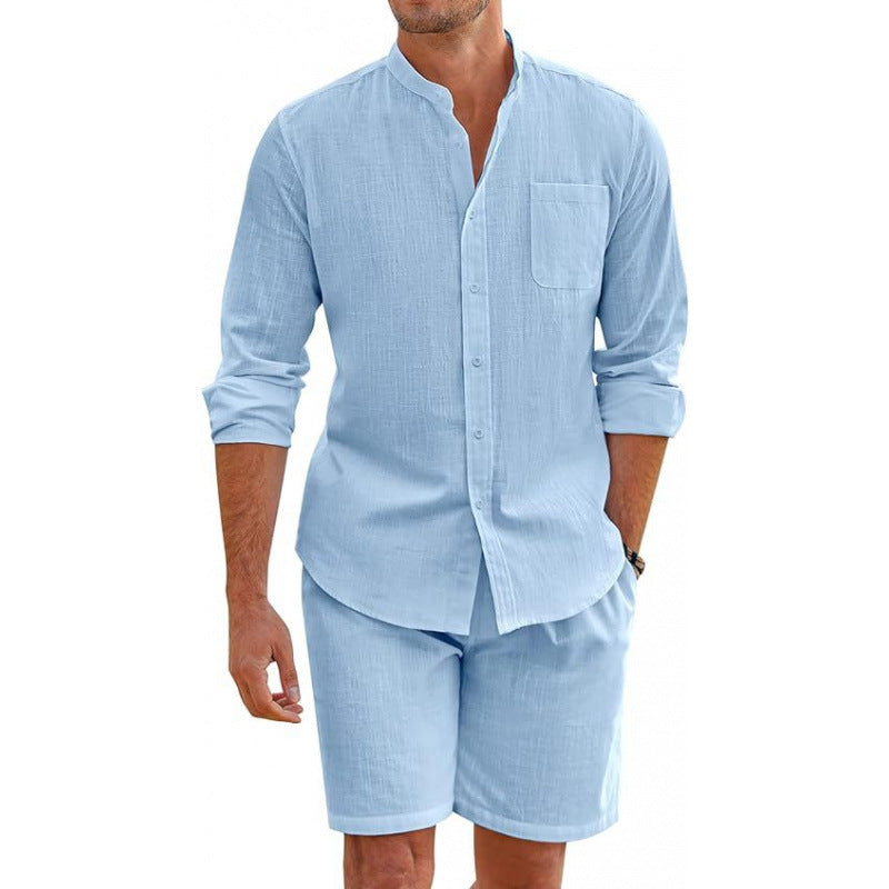 Chemise en lin légère pour hommes avec shorts assortis Chic und Stil