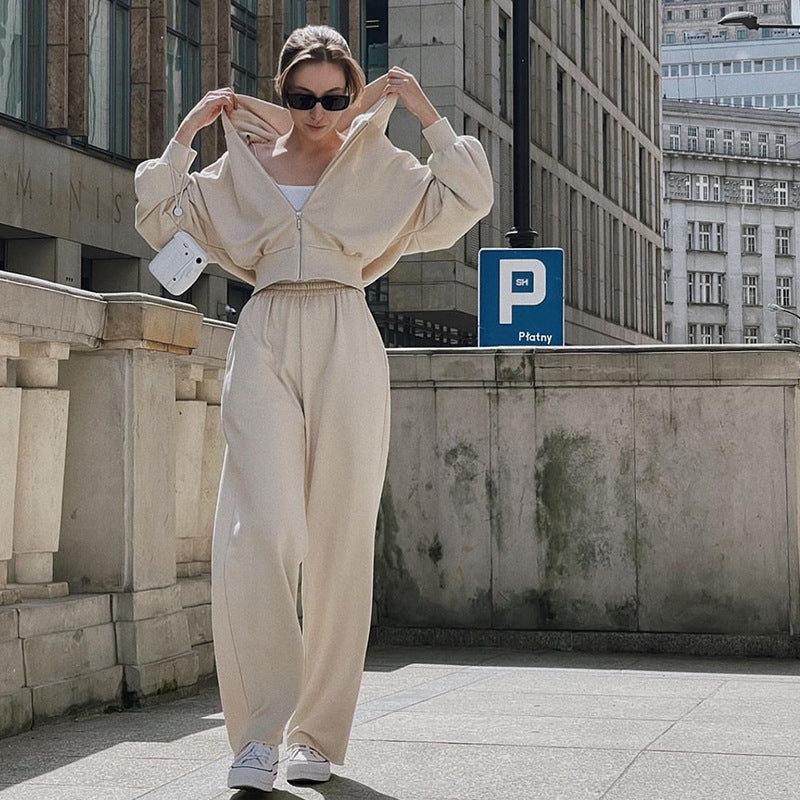 Women's combined hoodie set and wide leg pants Chic und Stil