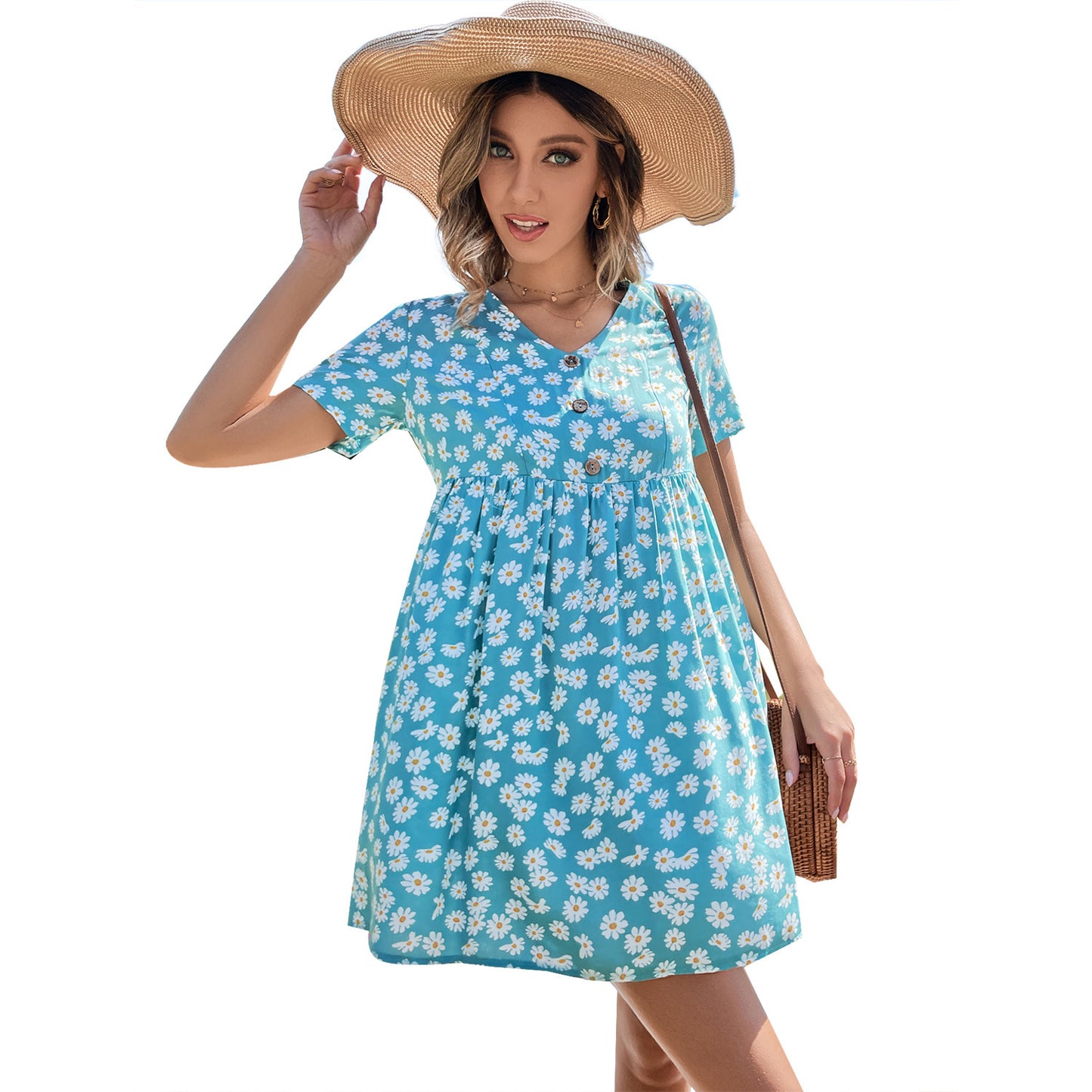 Robe à fleurs pour femmes avec détails de boutons et coupe décontractée Chic und Stil