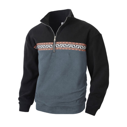 Fleece pullover for men with modern zipper and creative design Chic and Style