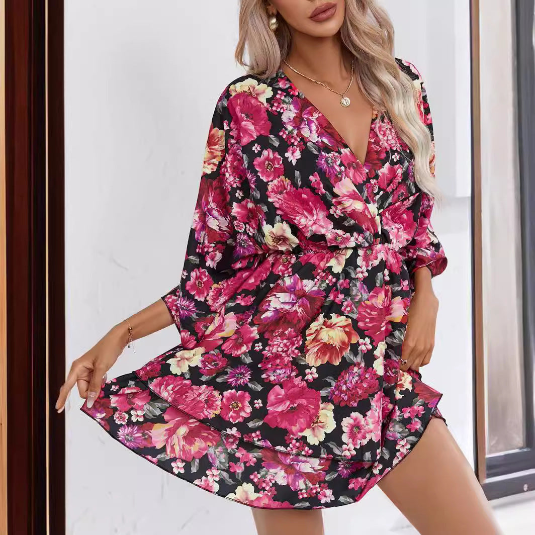 Robe chemise décontractée pour femme avec décolleté en V profond et manches amples Chic und Stil