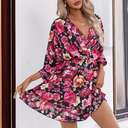 Robe chemise décontractée pour femme avec décolleté en V profond et manches amples Chic und Stil
