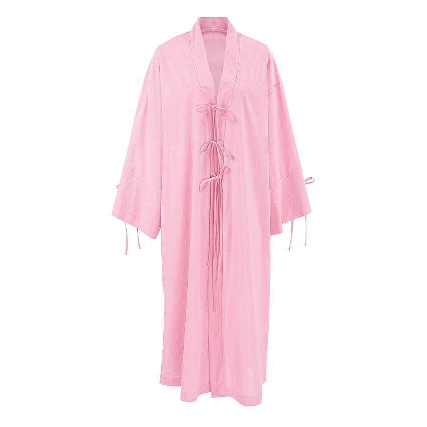 Robe kimono à manches longues pour femmes avec lien latéral Chic und Stil