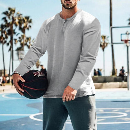 Chemise Henley à manches longues pour homme en tissu texturé avec des détails de bouton pratiques Chic und Stil