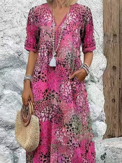 Robe de loisirs à la mode pour femmes avec motif floral et poches latérales Chic und Stil