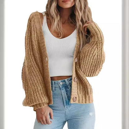 Cardigan en maille épaisse pour femme avec détails en bouton et coupe ample Chic und Stil
